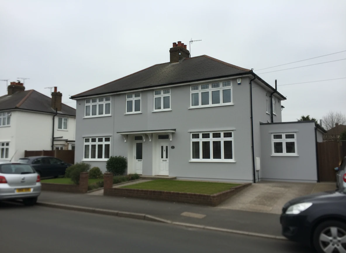 Exterior wall painting and render preparation on Southampton property