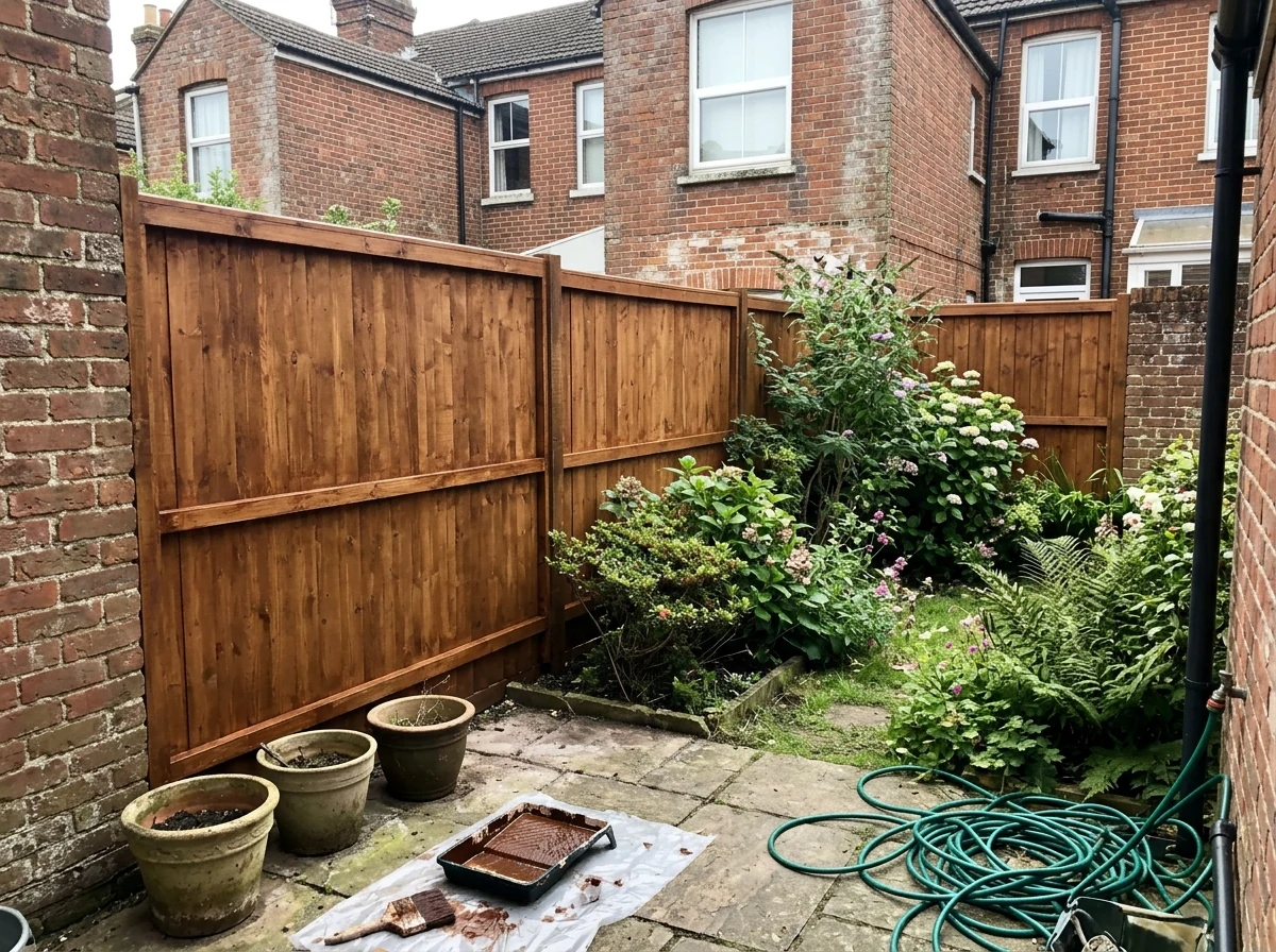 Garden fence pre-treatment and staining in Southampton
