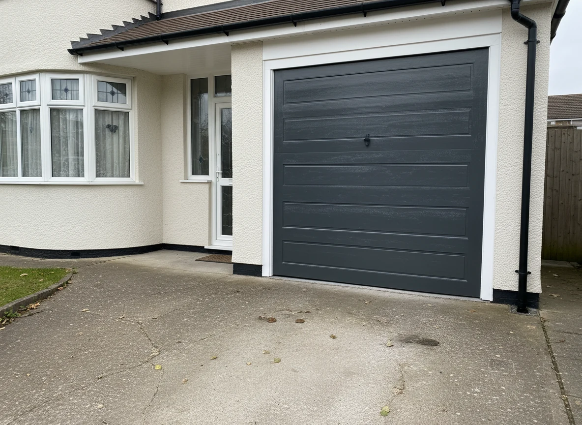 Garage door painting in Southampton by Southampton Decorators, steel up-and-over door