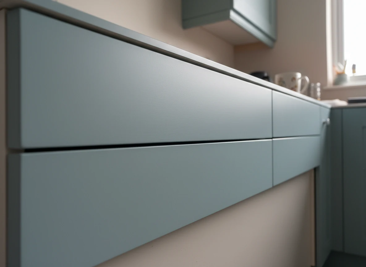 Kitchen cabinet door preparation and painting in a Southampton home